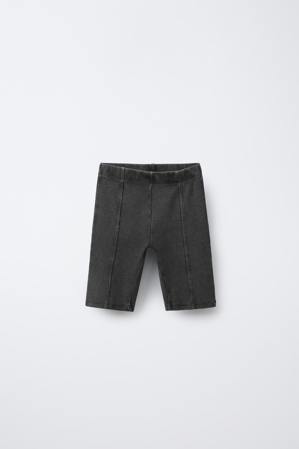 

Велосипедные леггинсы в рубчик с эффектом стирки ZARA, антрацитовый серый