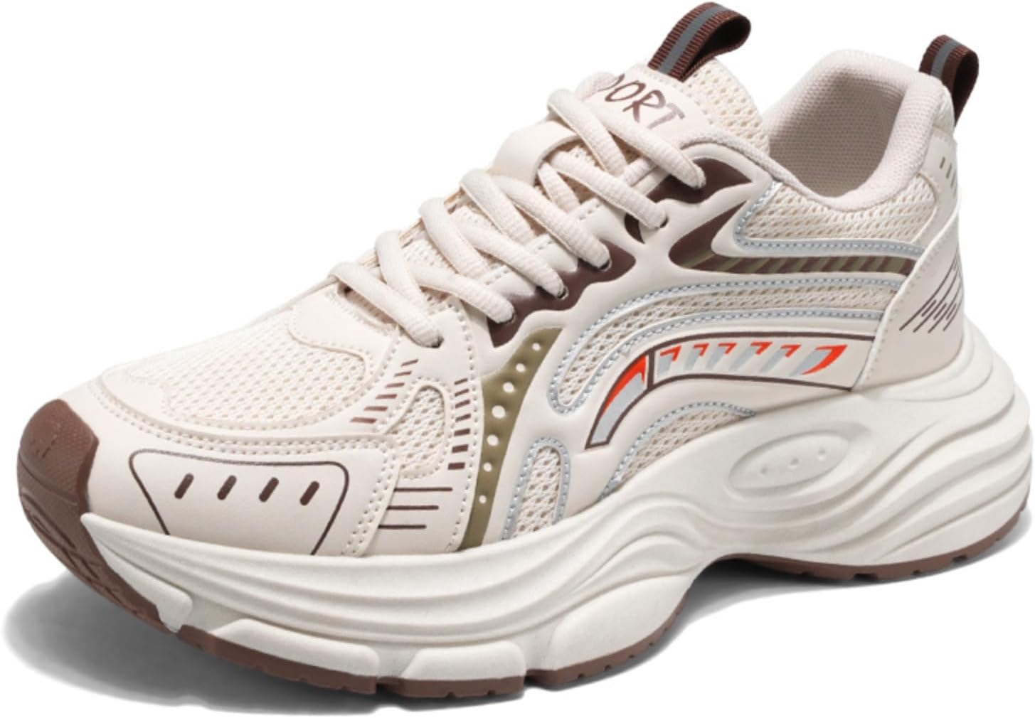 

Мужские модные дышащие сетчатые кроссовки на массивной шнуровке, стильные кроссовки на платформе для ходьбы, тренировок, бега и тенниса Khwfjas, хаки