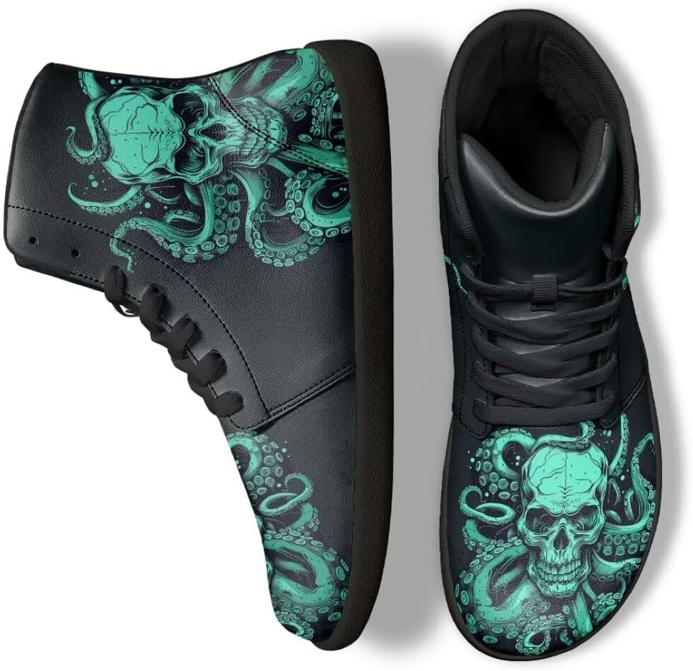 

Мужские кроссовки без каблука, легкие, с широким носком, нескользящие, высокие, с нулевым перепадом высоты подошвы Getelinseng, Octopus Skull