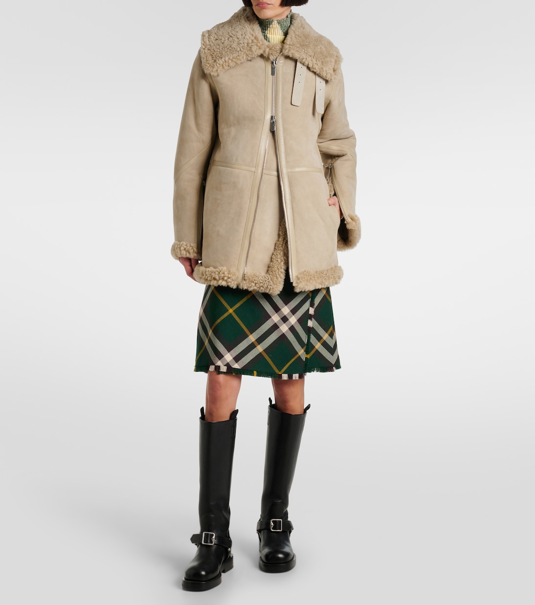 Куртка Burberry кожаная на подкладке из овчины Field — фото 2