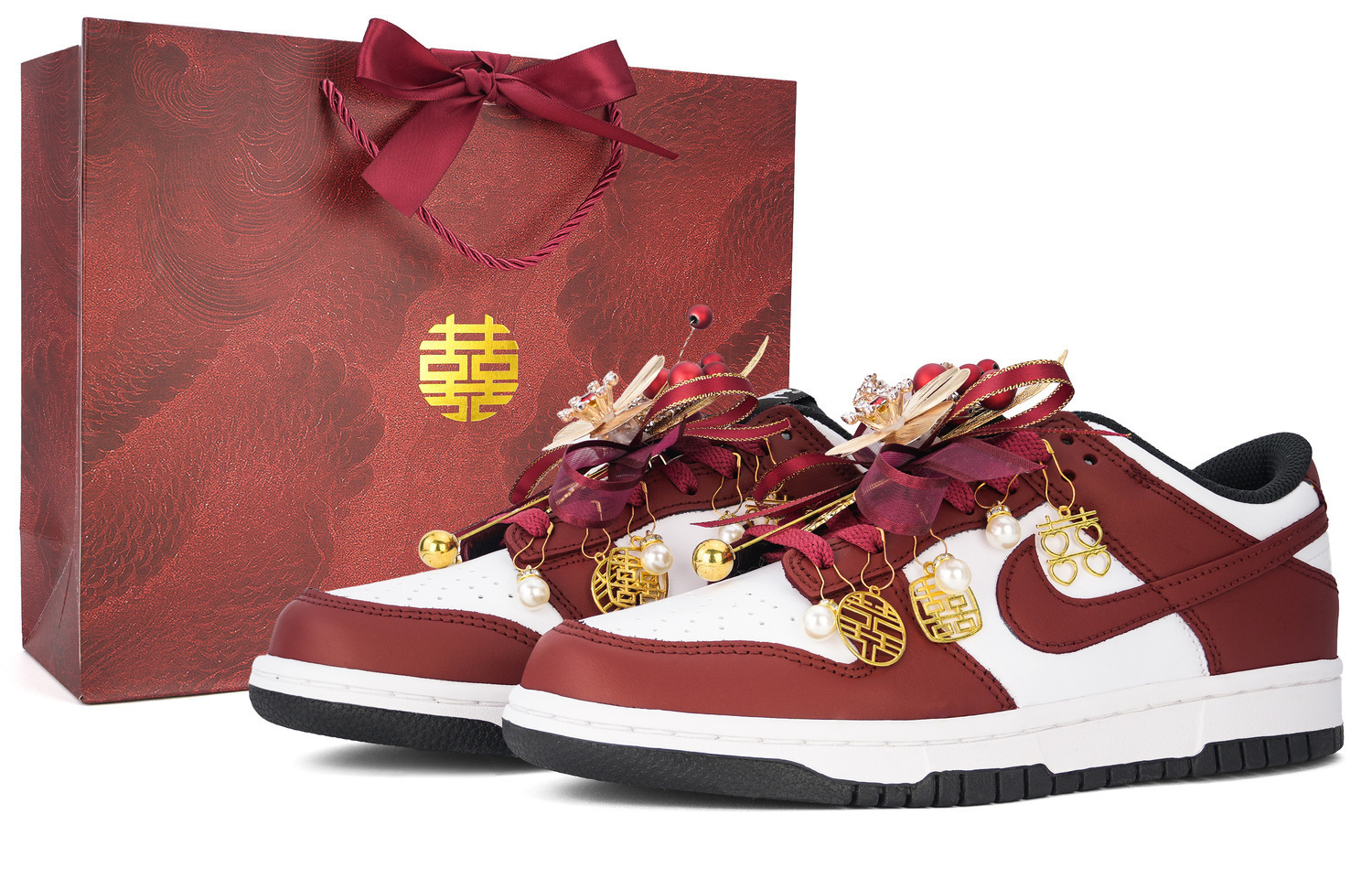 

Nike Свадебные туфли Dunk, United In Bliss, низкие скейтбордистские туфли с амортизацией и противоскользящим покрытием, унисекс, золотисто-красные