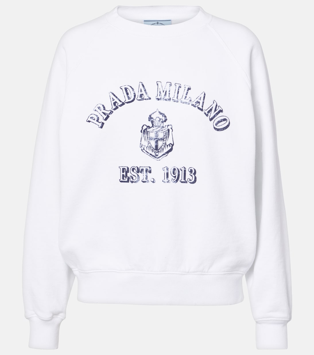 

Хлопковый джерси свитшот с логотипом Prada, белый