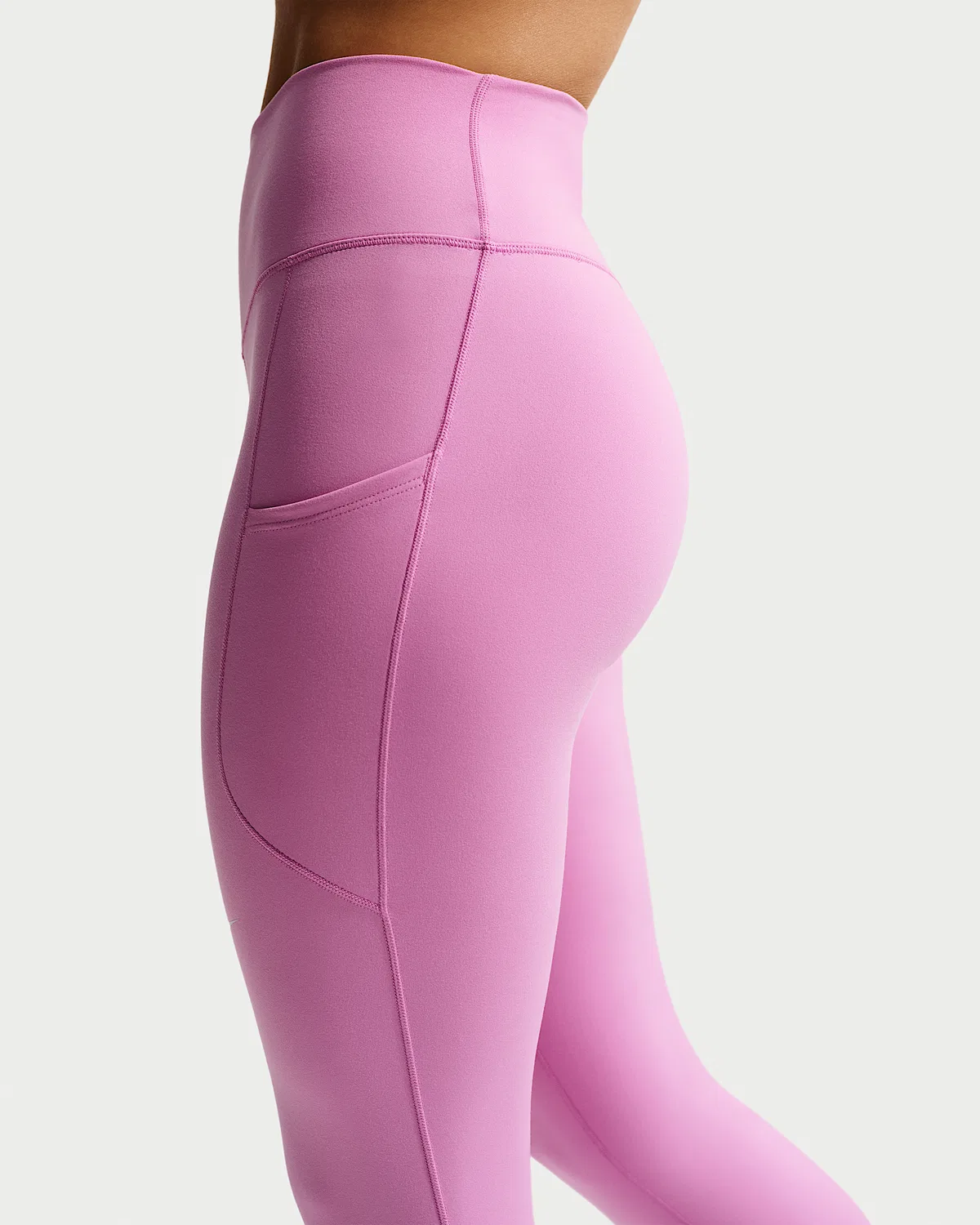 Женские леггинсы Nike One с высокой талией 7/8 и карманами, Light Magenta/White — фото 3