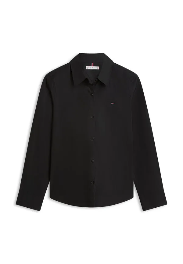 Рубашка-Блузка из поплина с вышивкой флага, прямого кроя. Tommy Hilfiger, Black — фото 4