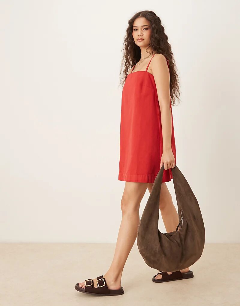 

Джинсовое мини-платье ASOS DESIGN красного цвета