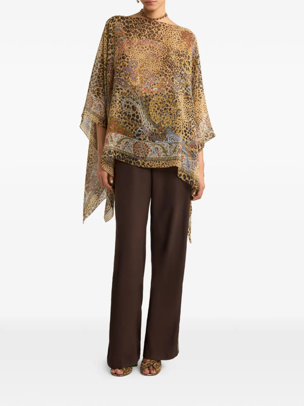 Широкие брюки с кулиской Etro, коричневый — фото 2