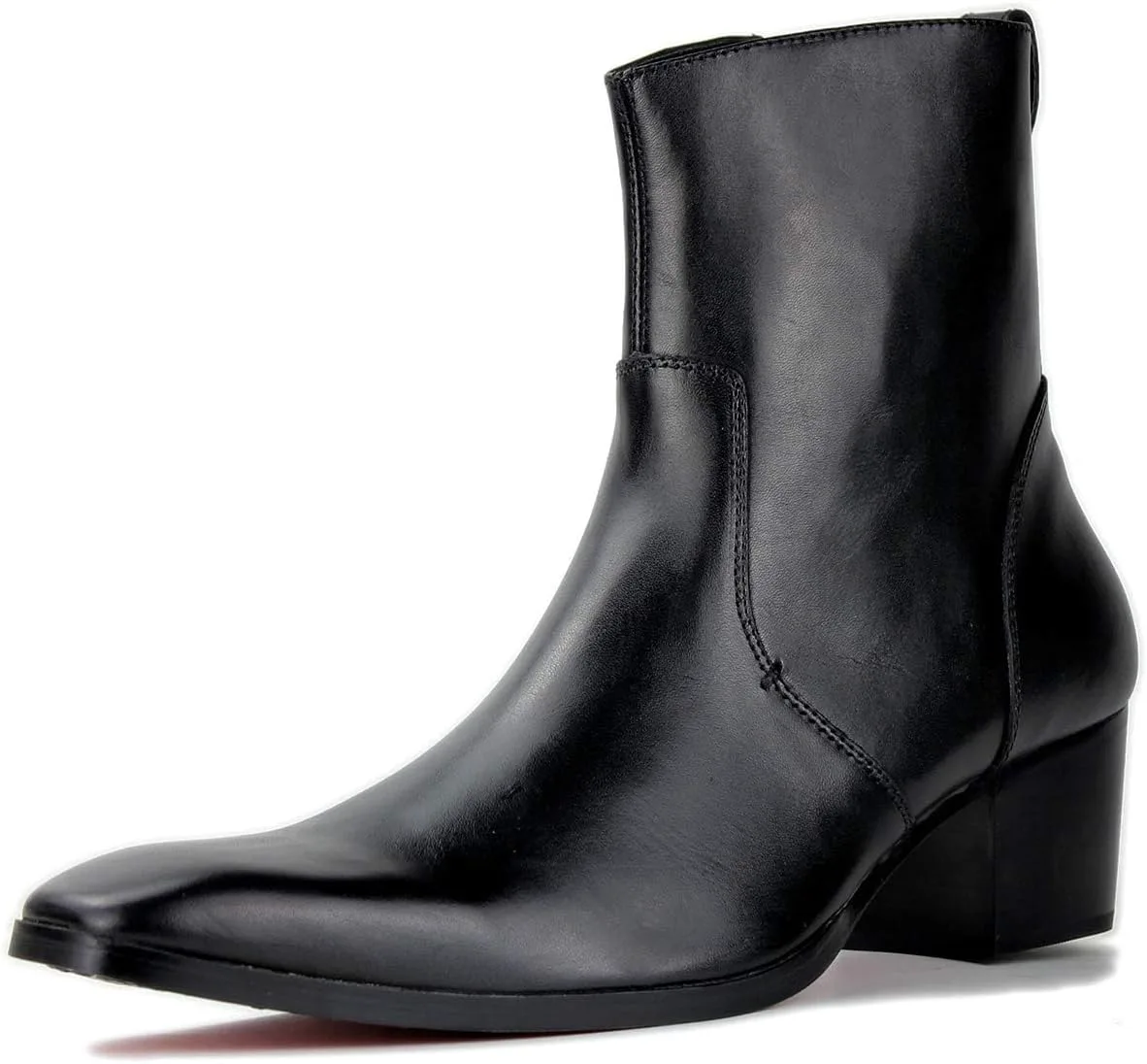 Мужские кожаные ботинки OSSTONE Chukka Дизайнерские ботинки из телячьей кожи Повседневные туфли на каблуке на молнии OS-JY002-Black-Calfskin-US, черный — фото 4