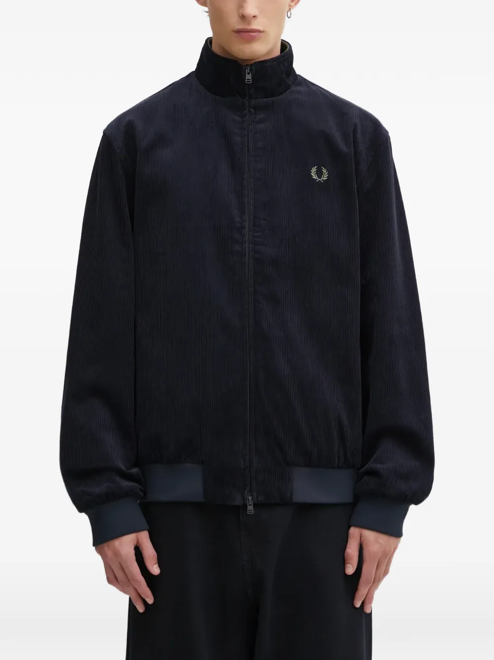 

Вельветовая куртка с вышитым логотипом Fred Perry, синий