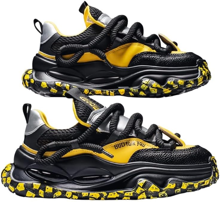 

Модные мужские кроссовки с дышащей сеткой и низким верхом - повседневная обувь с толстой мягкой подошвой и надежной шнуровкой, Легкая обувь на каждый день Clolinde, черный