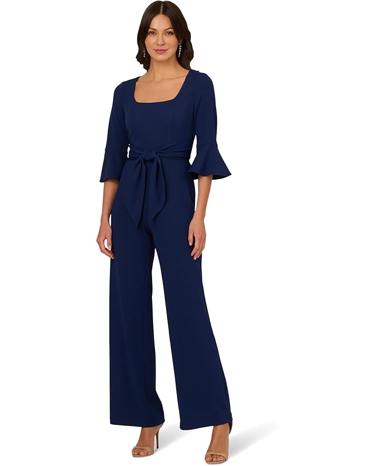 

Комбинезон Adrianna Papell Knit Crepe Tie Front Jumpsuit, цвет Navy Sateen