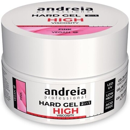 

Андрея Профессиональный твердый гель для ногтей, двухфазный 2 в 1, светодиодный и УФ-гель для наращивания ногтей, высокая вязкость для крепких ногтей, кончиков и наращивания, цвет розовый, 22 г Andreia