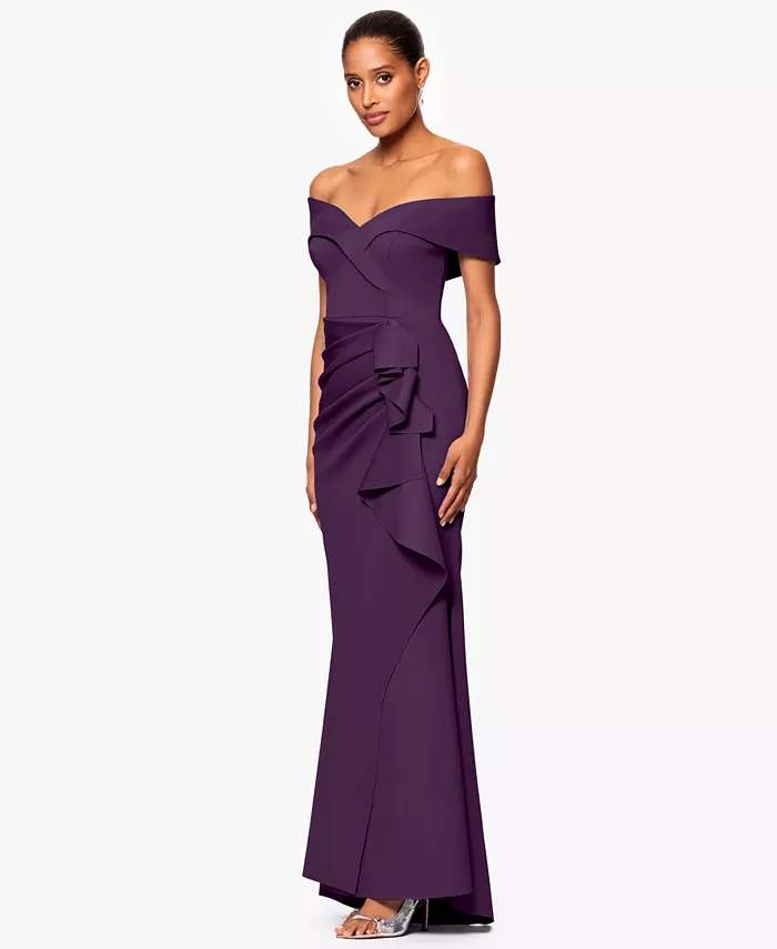 

Платье Scuba Off-The-Shoulder с открытыми плечами XSCAPE, фиолетовый