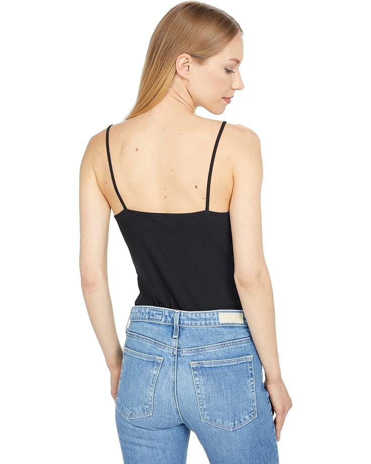 

Боди Madewell Ribbed Spaghetti Strap Thong Bodysuit, реальный черный