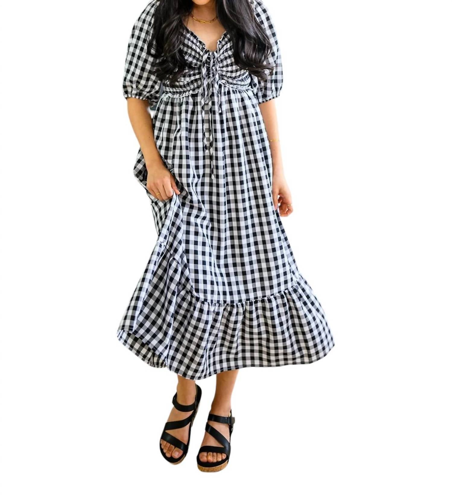 

Платье макси Greenville Gingham в черно-белом цвете ANDREE BY UNIT