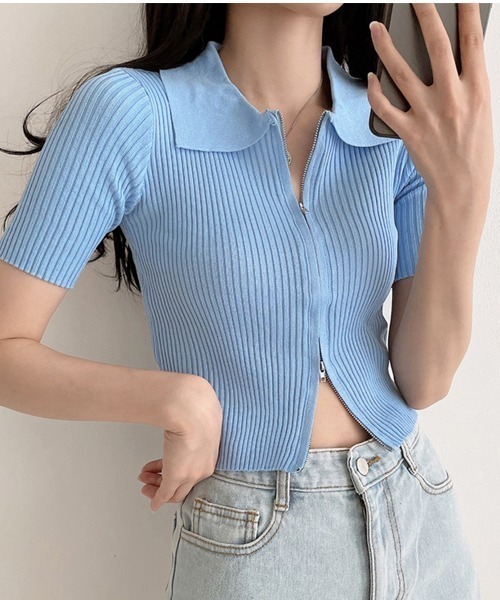 

Топ укороченный с двойной молнией Jayro, синий