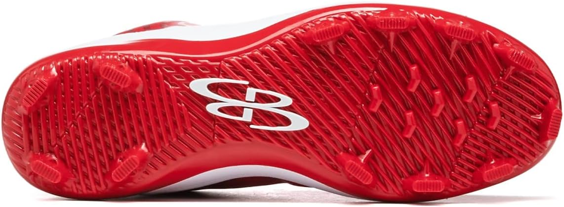 Бутсы Boombah Men's Dart Pursuit с формованными шипами - несколько цветов - разные размеры, белый/красный — фото 2