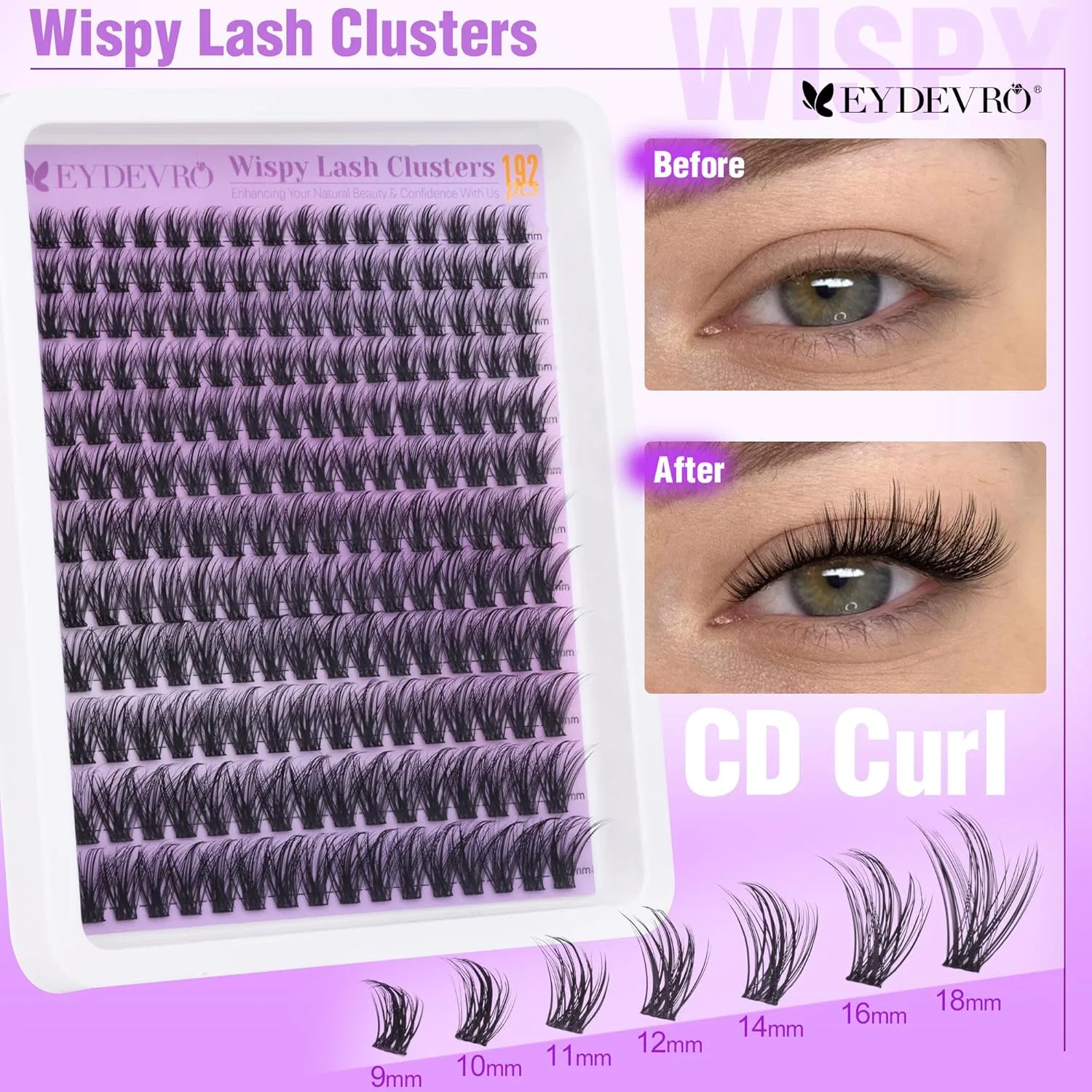 Набор пучковых ресниц «Wispy Eyelash Cluster Set» 192 шт. от EYDEVRO Eydevro — фото 3