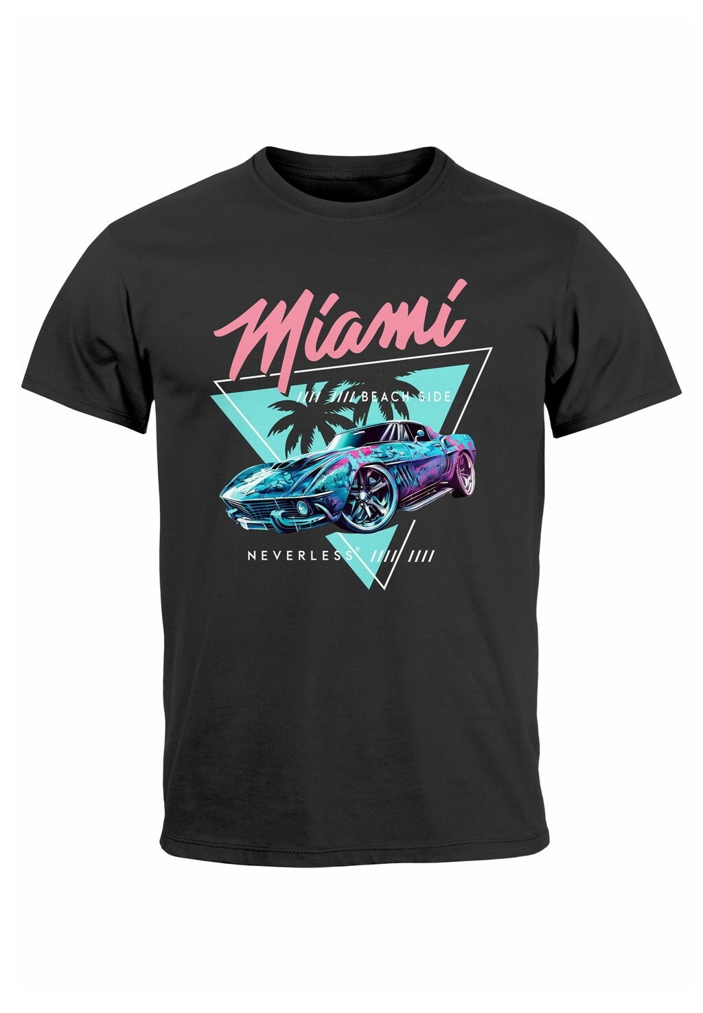 

Футболка с принтом MIAMI BEACH SURFING MOTIV USA RETRO AUTO Neverless, темно-серый