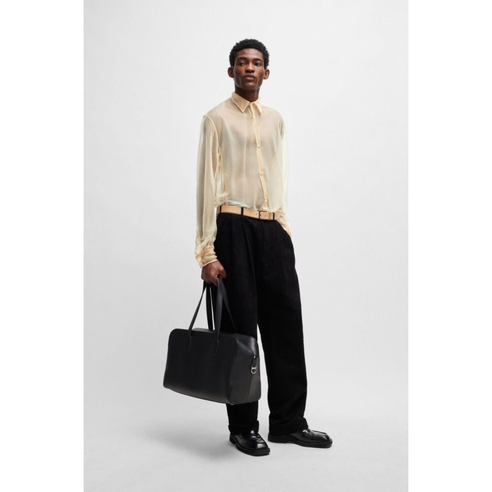 

Рубашка классического кроя из прозрачного трикотажа с воротником «Кент» BOSS, цвет Light Beige