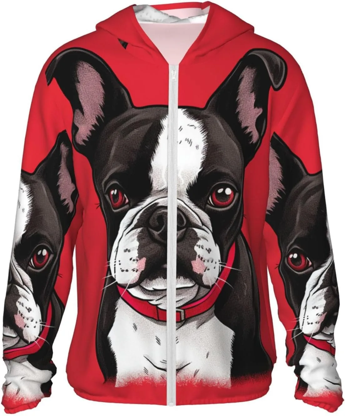 

Мужская толстовка с капюшоном UPF 50+ Boston Terrier Dog Red на молнии SDTYKHJ