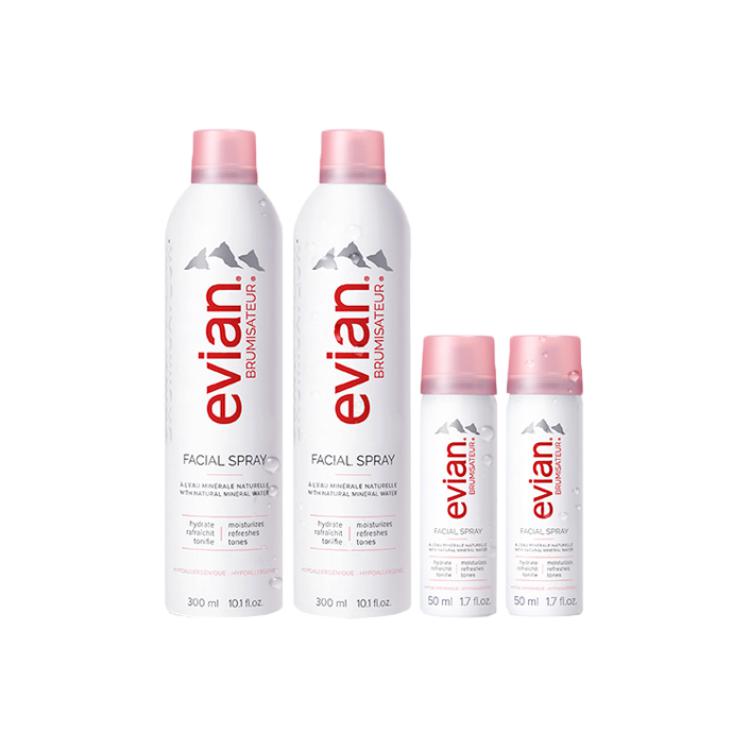 

Минеральная вода увлажняющие спреи успокаивающие и восстанавливающие 300ml/300ml*2/300ml*3/300ml*4/300ml*5/400ml Evian, mineral water spray 300ml*2+50ml*2 set
