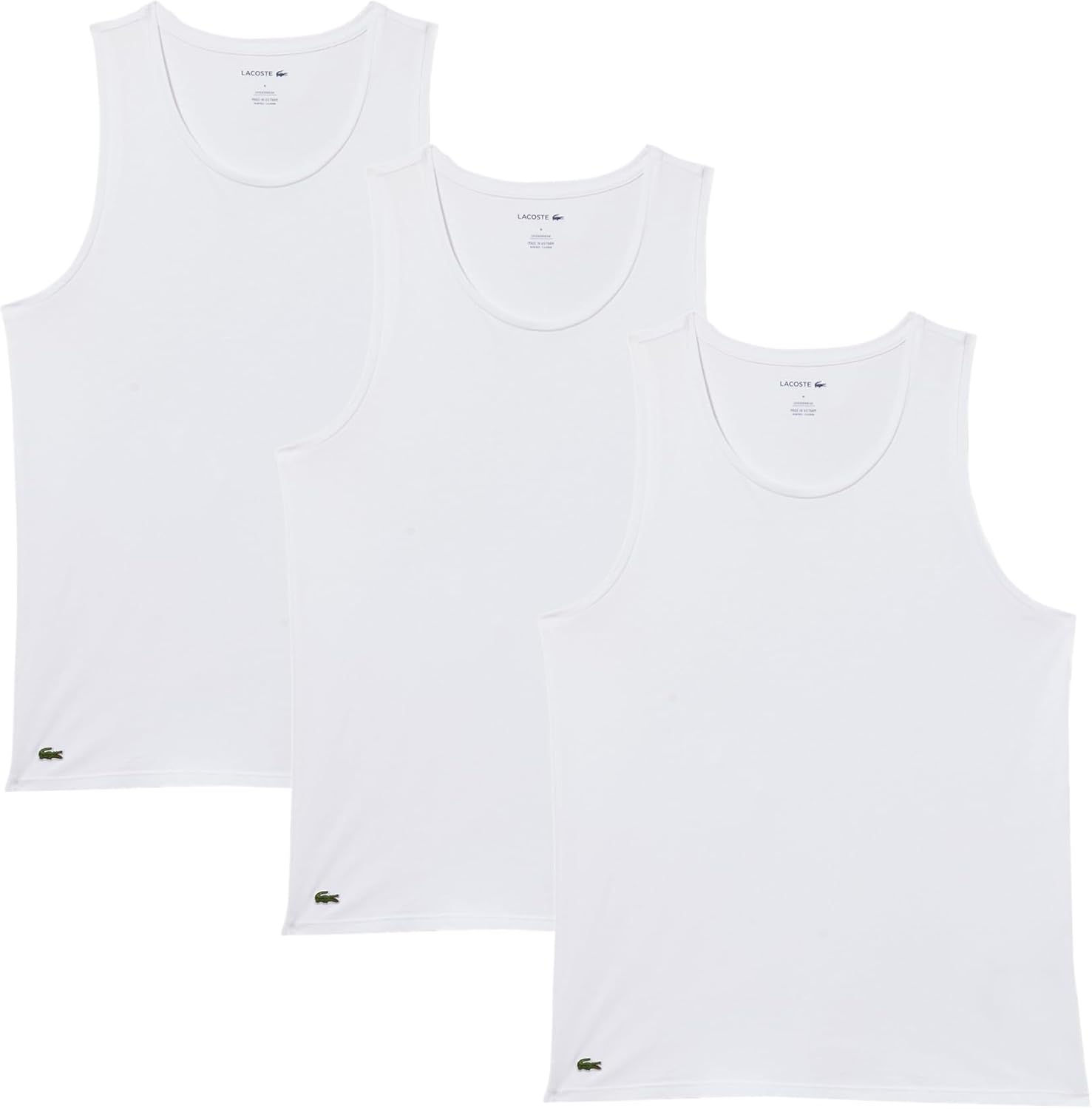 

Lacoste мужская майка-борцовка 100% хлопок slim fit набор из 3 штук, White