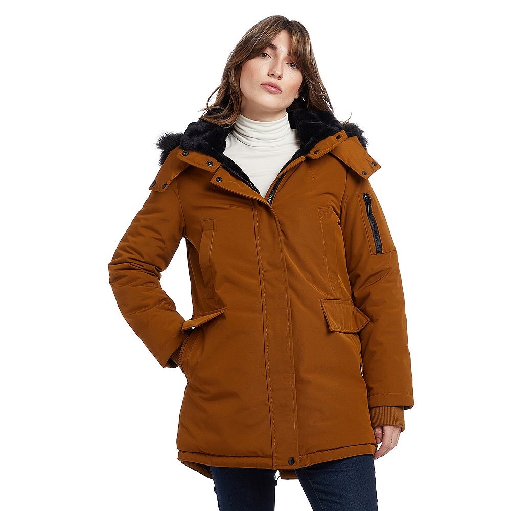 

Женская парка Storm Weight с капюшоном и отделкой из искусственного меха Nine West, цвет Sienna