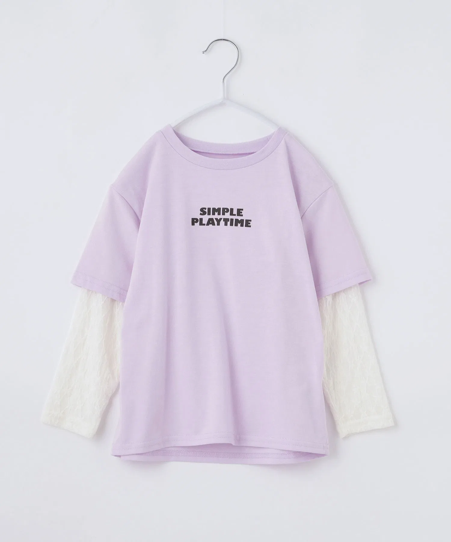 Детская футболка с кружевными рукавами THE SHOP TK фиолетовая