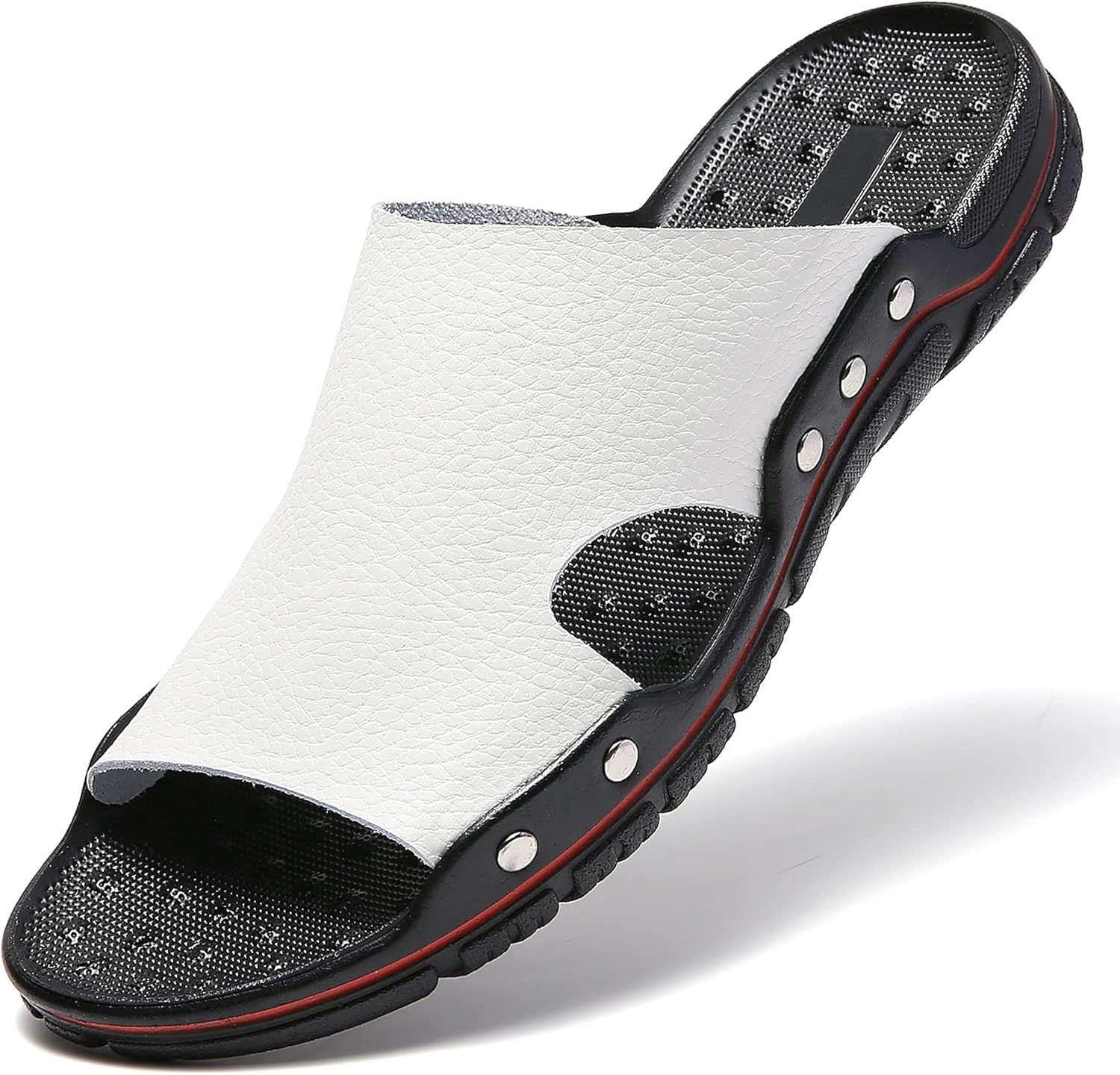 

Мужские летние кожаные шлепанцы с открытым носком для пляжа Jindeli, белый