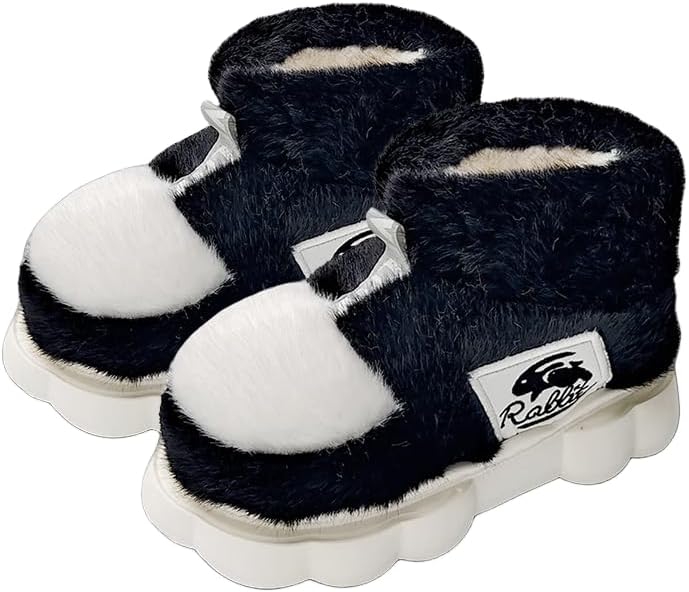 

Кроссовочные тапочки для мужчин и женщин, пушистые уютные домашние тапочки, зимние комфортные теплые тапочки для дома и улицы с противоскользящей подошвой Yslen, черный