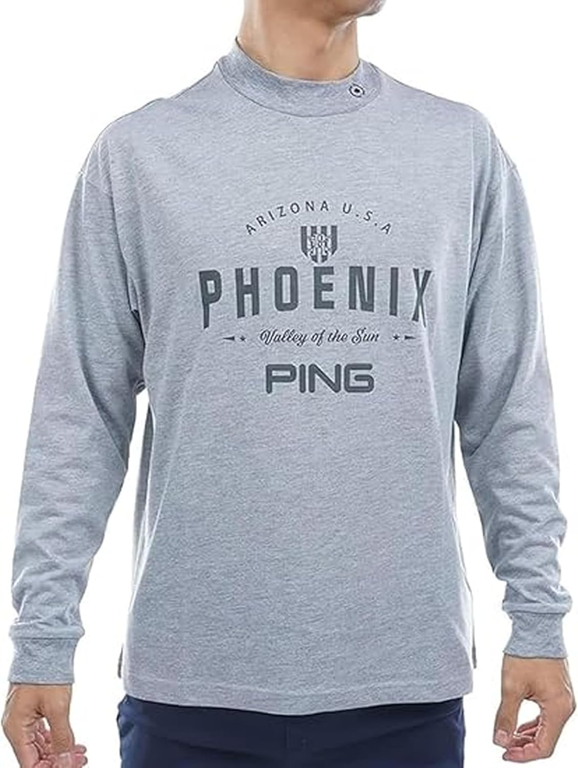 

Мужская рубашка Ping с длинным рукавом и высоким воротником (терморегулирующая) / для гольфа / 621-5266800, серый