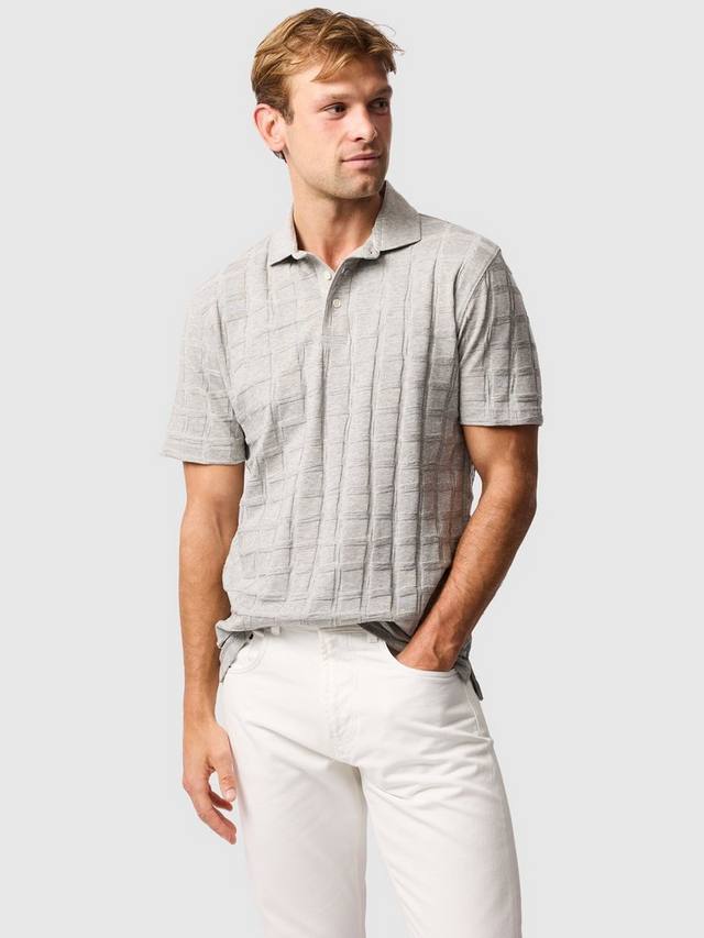 

Rosskeen текстурированная поло из премиального хлопка Regular Fit с короткими рукавами Rodd & Gunn, Smoke