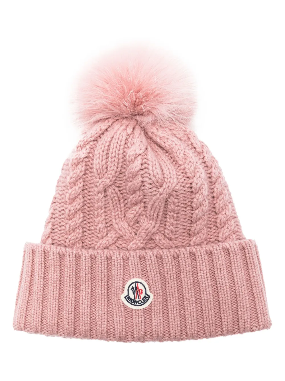 

Шапка бини с помпоном и нашивкой-логотипом MONCLER, розовый