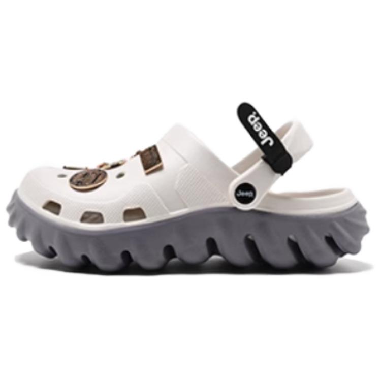 

Jeep Клоги мужские бело-серые с черным ремешком, цвет White Gray (Black Strap Version)