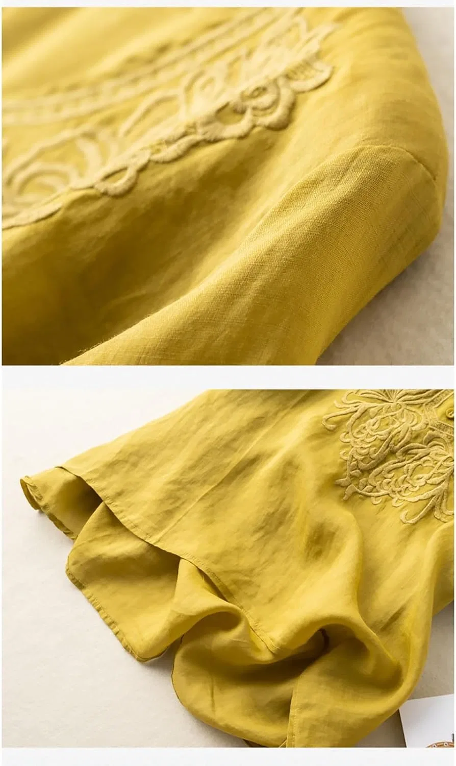 Футболка женская повседневная с запахом, короткий рукав, X5-yellow — фото 4