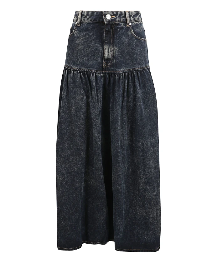 

Джинсовая юбка с нашивкой с логотипом Ganni, черный