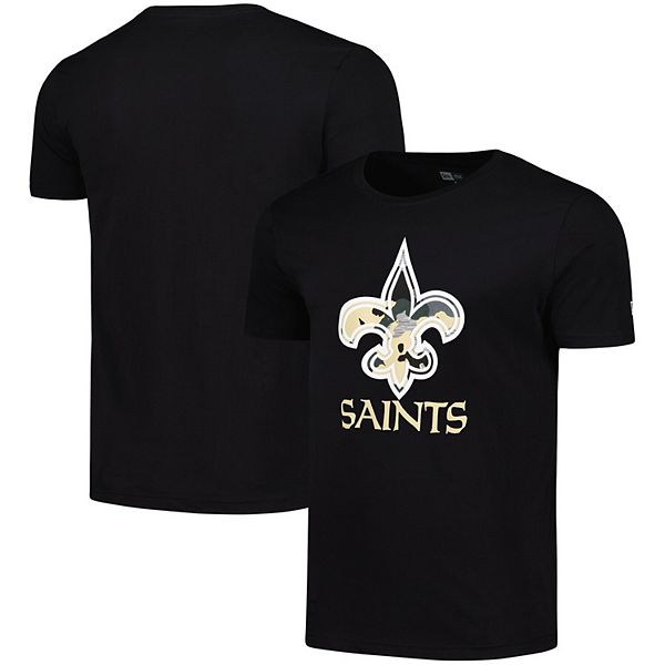 

Мужская черная футболка New Orleans Saints с камуфляжным логотипом New Era