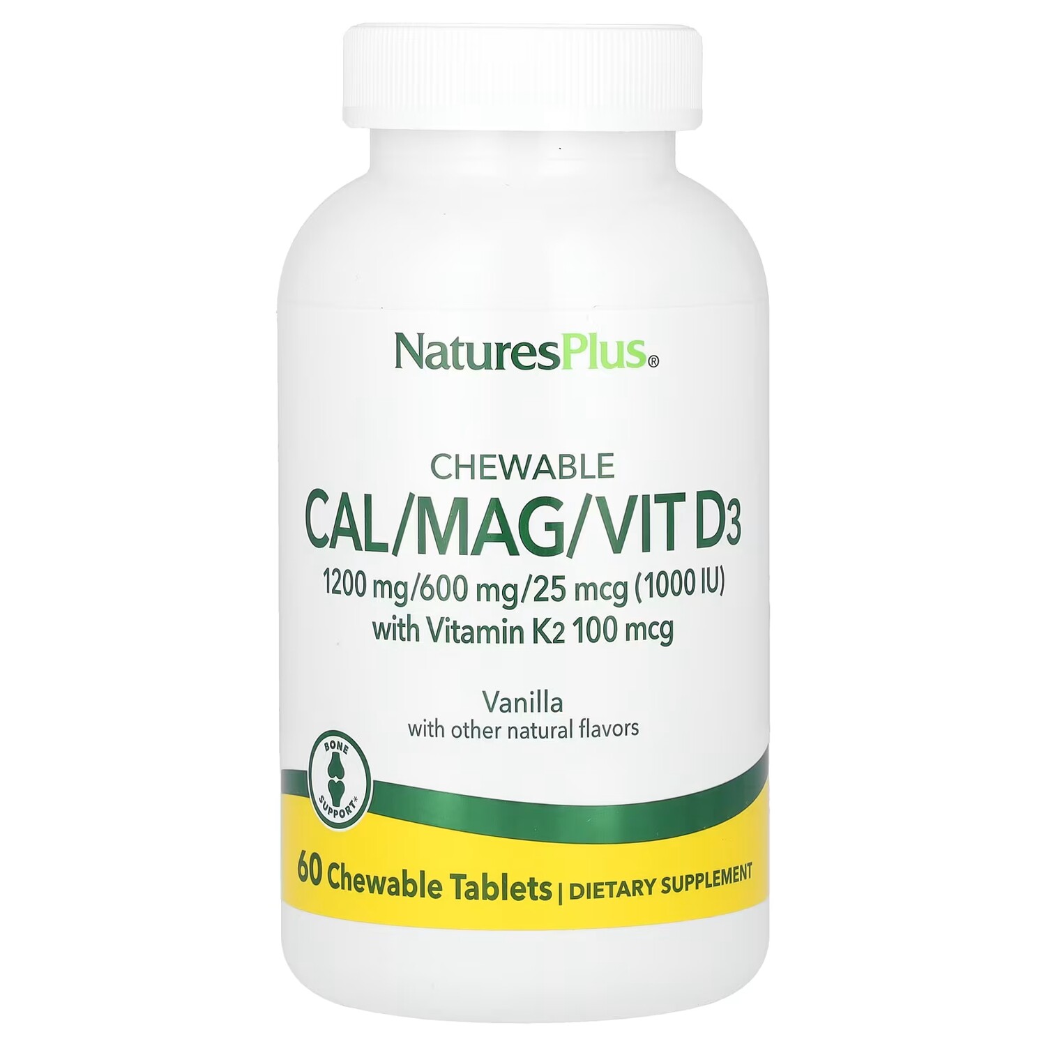 

Добавка NaturesPlus Cal/Mag/Vit D3 с витамином K2 и ванилью, 60 таблеток