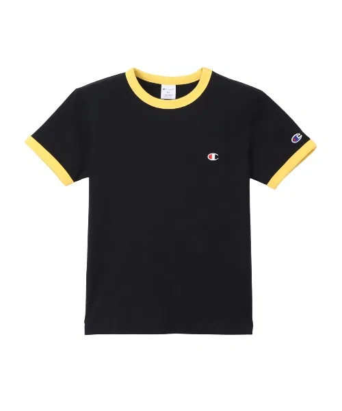Детская футболка Champion RINGER SHORT SLEEVE с логотипом чёрная
