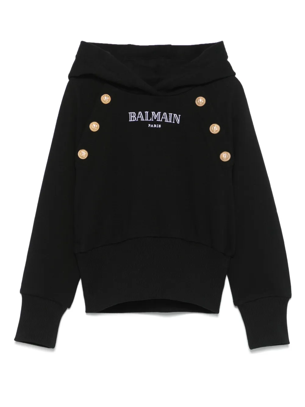 

Худи с вышитым логотипом Balmain Kids, черный