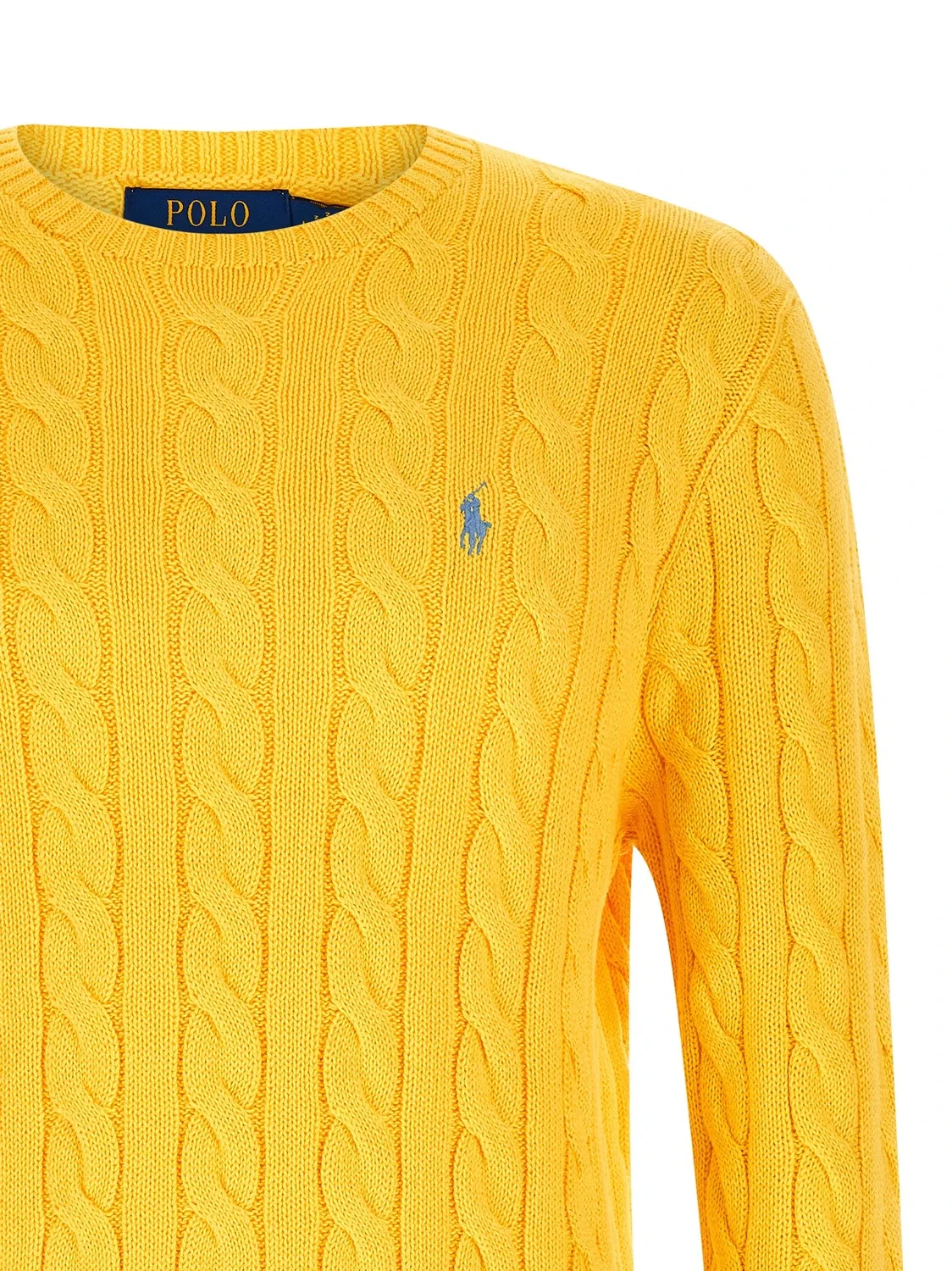 Хлопковый вязаный свитер POLO RALPH LAUREN, желтый — фото 3