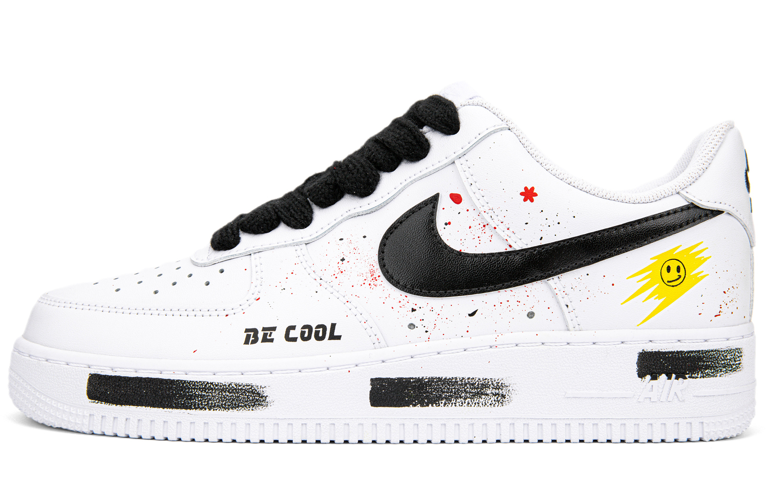 

Nike Air Force 1 Мужские Легкие Низкие Кроссовки для Скейтбординга Устойчивые к Скольжению и Истиранию Черно-Белые