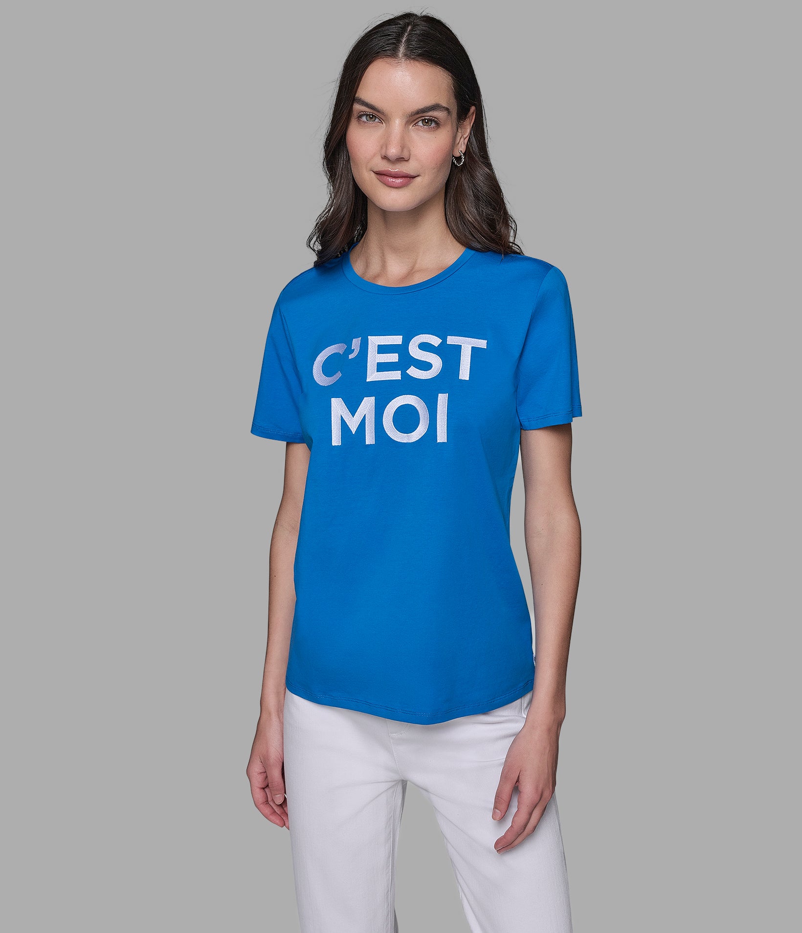 

Футболка с логотипом cest moi мерсеризованная KARL LAGERFELD PARIS, синий