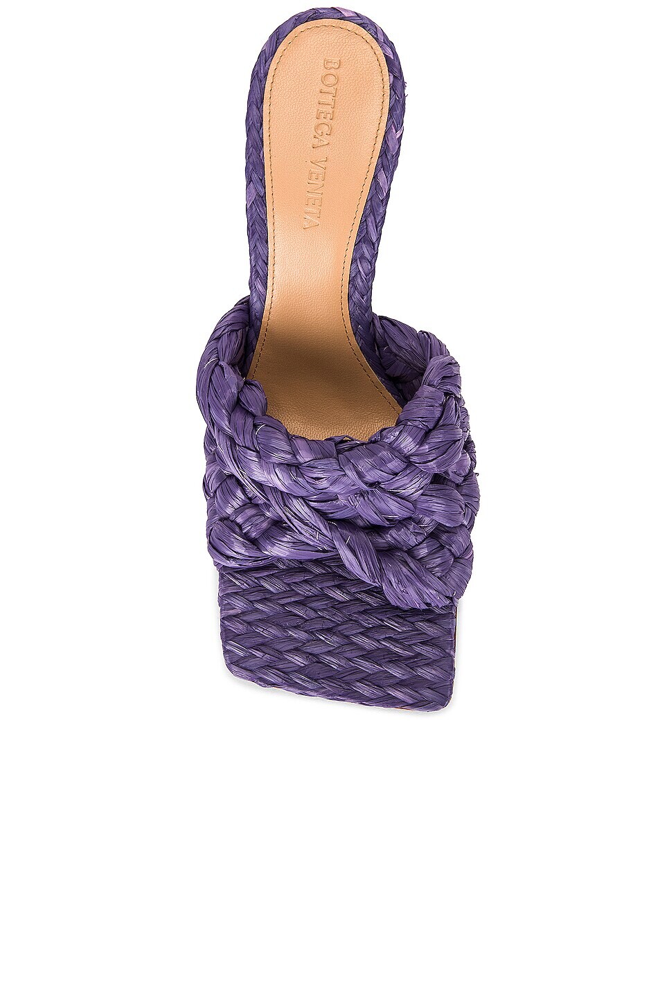 Эластичные мюли из рафии Bottega Veneta, цвет Lavender — фото 4
