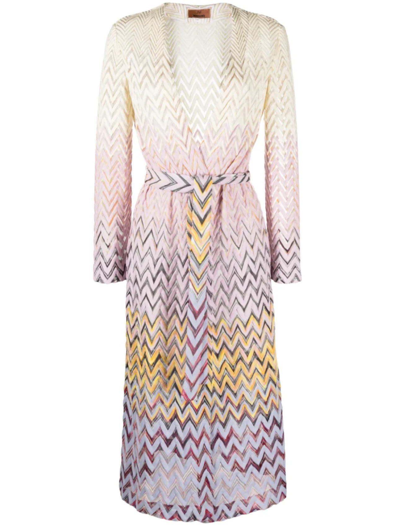 

Платье-халат с зигзагообразной вязкой крючком Missoni, розовый