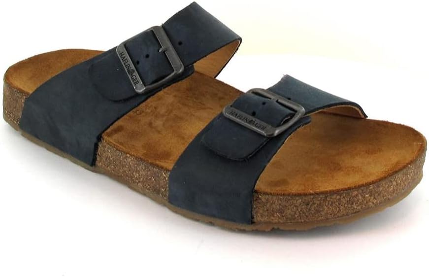 HAFLINGER Andrea Elegant кожаные сандалии с резиновой подошвой и корковой латексной стелькой Unisex, Marino — фото 2