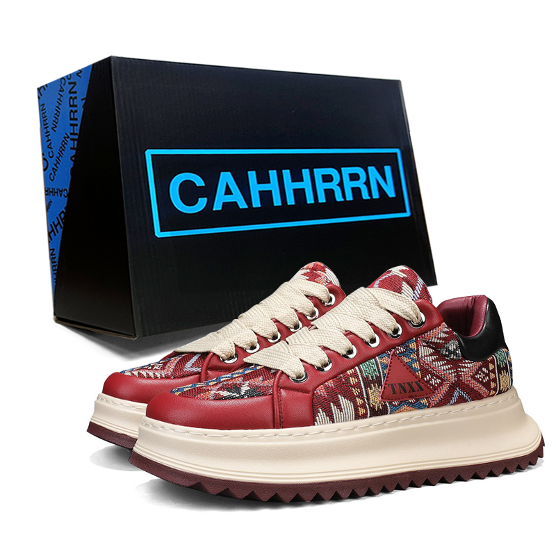 

CAHHRRN Высокие низкие кеды мужские бежево-красные, цвет Beige Red