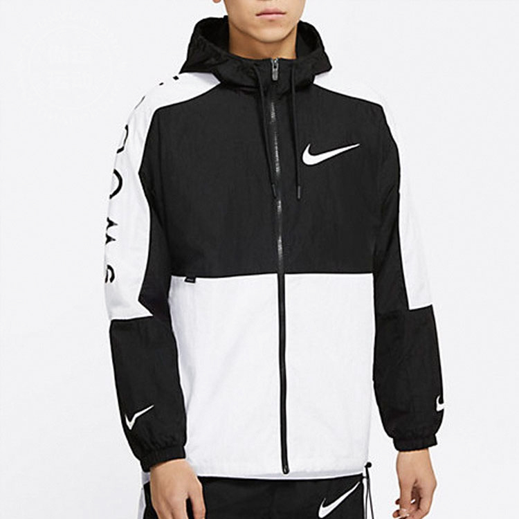 Nike Мужская спортивная худи с молнией, Black White — фото 4