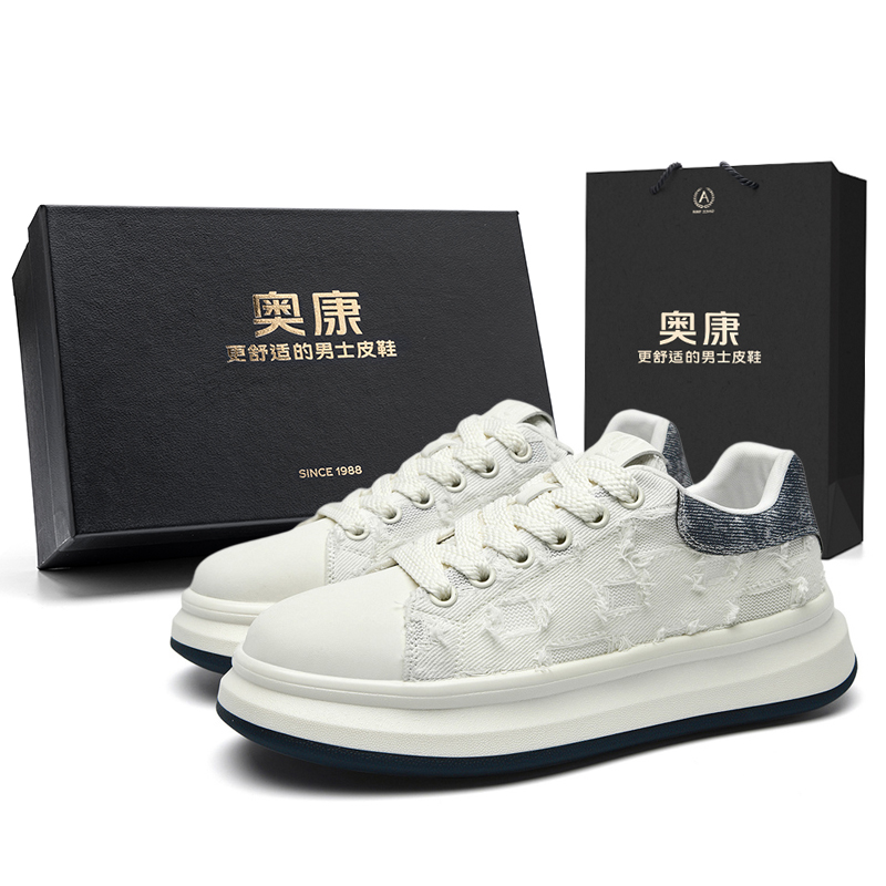 

AOKANG Кроссовки Air Force One Series Low Top стильные и универсальные скейтерские мужские - деним синий винтаж состаренный, цвет Denim Blue-Vintage Distressed[Box Included]