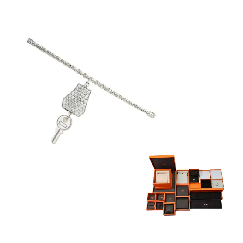 

HERMES Белое золото, серебряный браслет с бриллиантами для женщин Silver